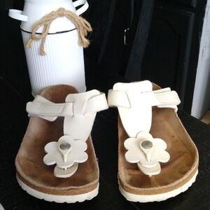 White Floral Thong Sandals for Women